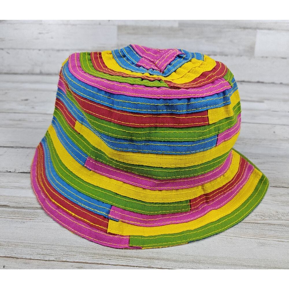 ALESSANDRA BACCI Firenze Multi Color Patchwork Summer Bucket Hat Italy One Size